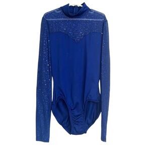 Body wrappers girl’s mesh metallic sequins dance bodysuit. Size 8 - 10